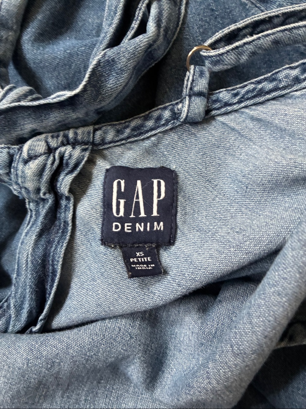 Lightweight denim maxi dresss size XS XSP Gap bias cut 90s style - Picture 7 of 7